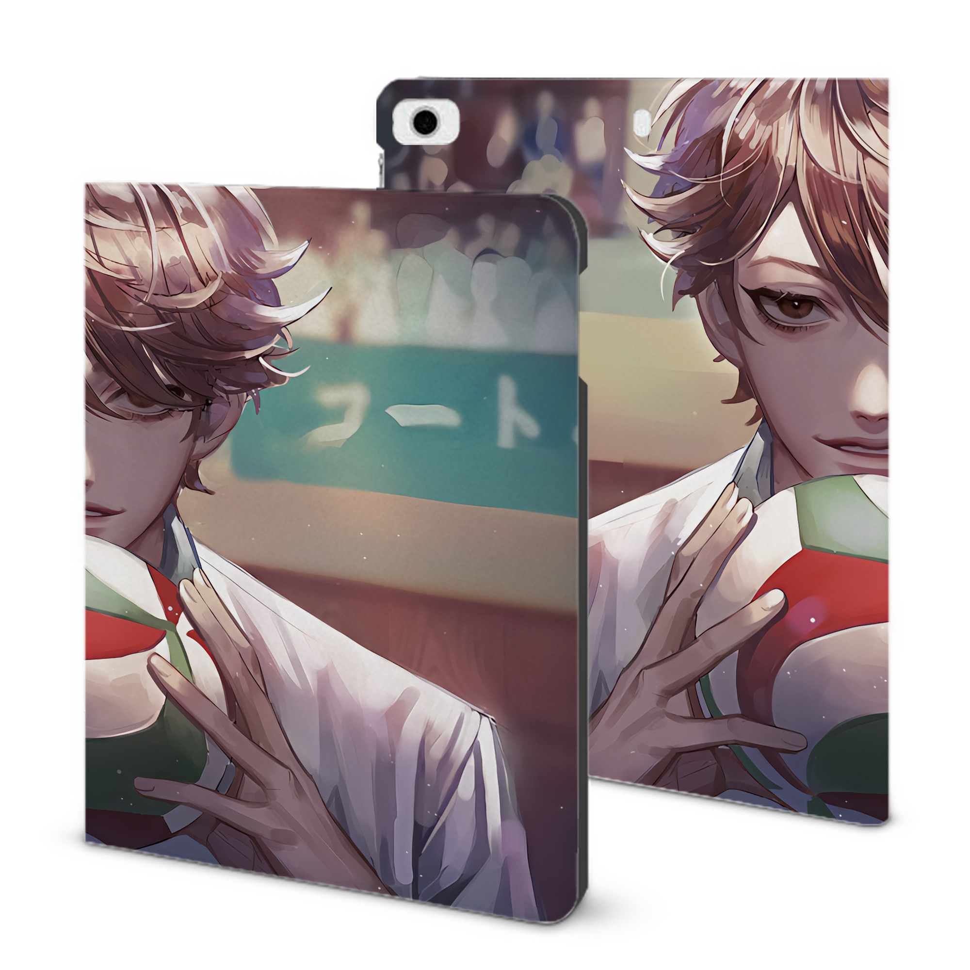 （画像用） ハイキュー!! Haikyu!! IPad ケース ブック型 PUレザー TPU 耐衝撃 軽量 薄型 ペン収納なし 全面保護 IPad 各モデル対応